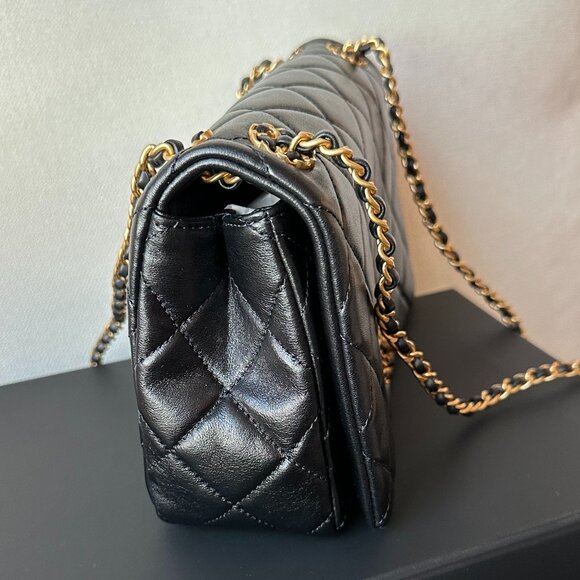 Chanel Small Flap Bag Black Lambskin Gold Tone Metal - Picture 9 of 13